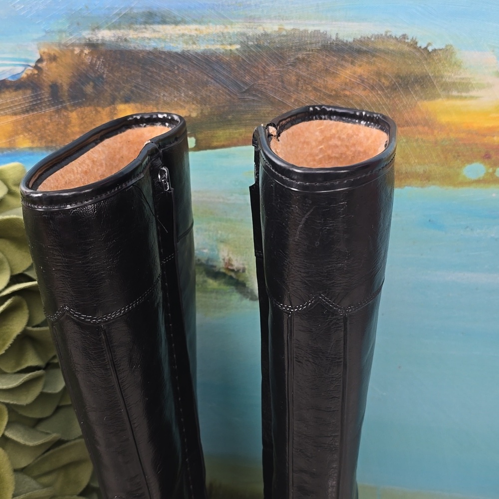 Retro Glossy Rubber Boots with Faux Sherpa Lining Women's Size 7 - Picture 5 of 13